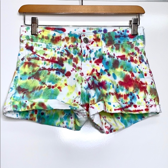 Abercrombie & Fitch Shorts Abercrombie Tie Dye Cuffed Denim Multi